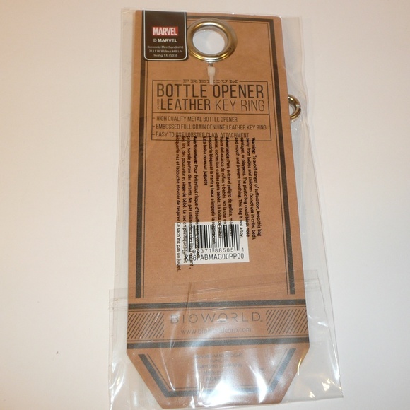 Bioworld Accessories Captain America Bottle Opener Leather Keychain